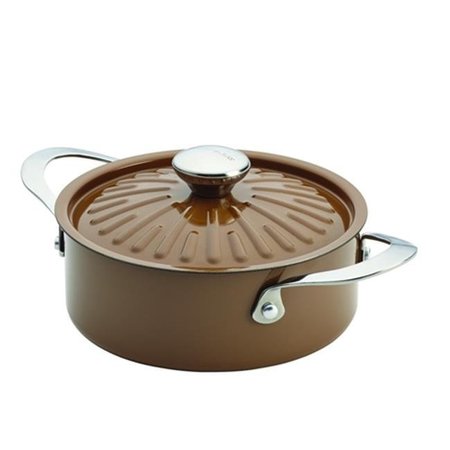 RACHAEL RAY Rachael Ray 16288 Cucina Oven-To-Table Hard Enamel Nonstick 2.5-Quart Covered Round Casserole; Mushroom Brown 16288